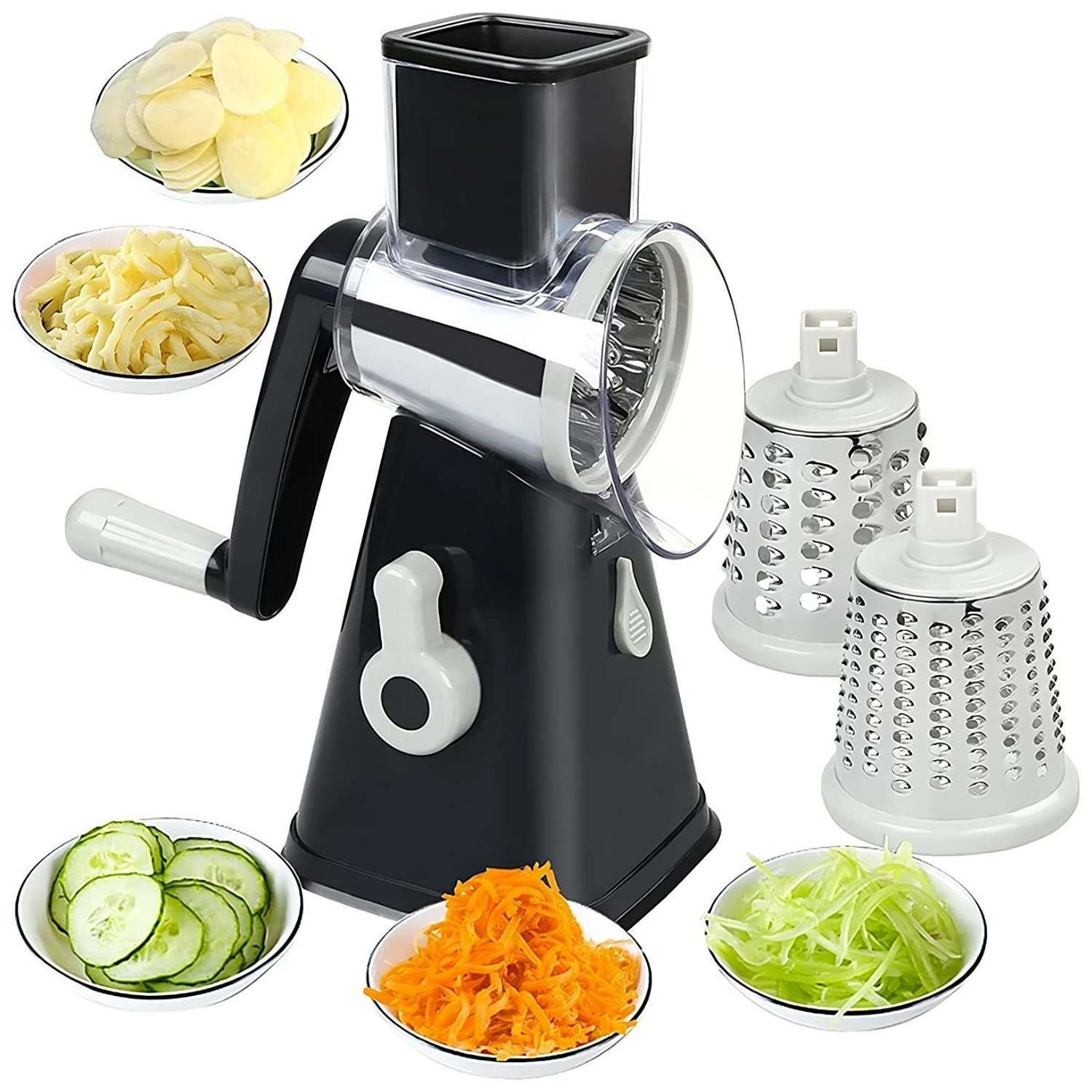 3-in-1 Rotary Cheese Grater &amp; Vegetable Slicer