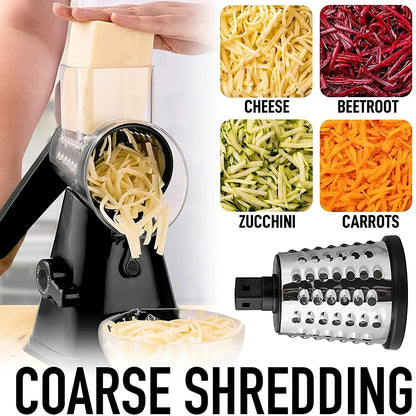 3-in-1 Rotary Cheese Grater &amp; Vegetable Slicer