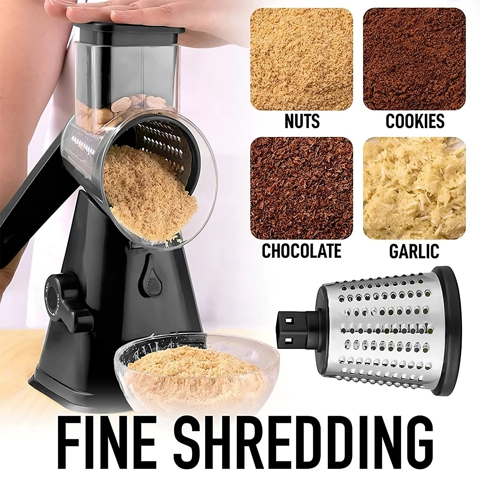 3-in-1 Rotary Cheese Grater &amp; Vegetable Slicer