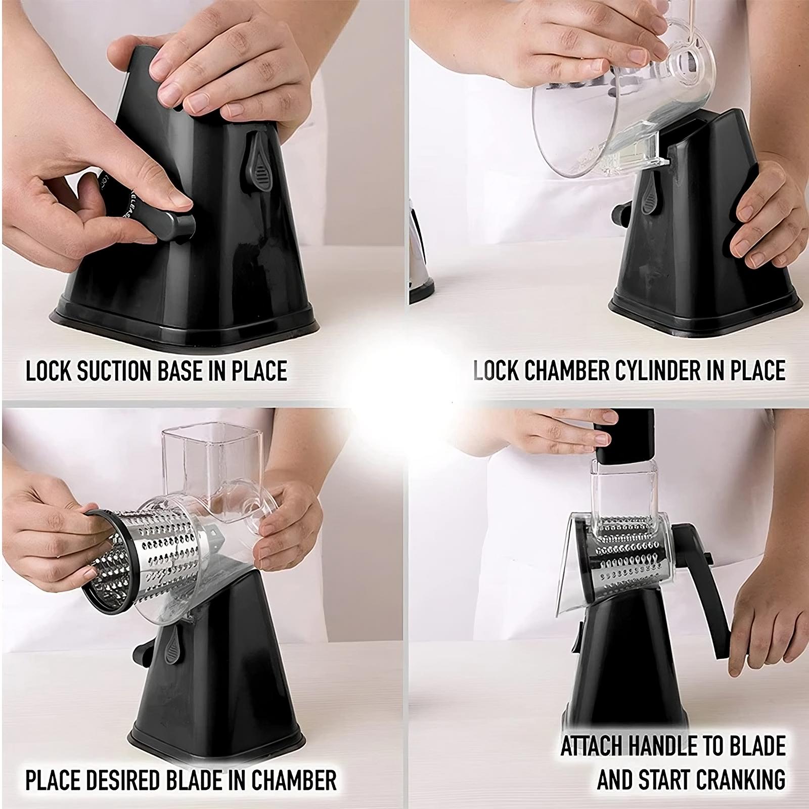 3-in-1 Rotary Cheese Grater &amp; Vegetable Slicer