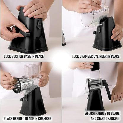 3-in-1 Rotary Cheese Grater &amp; Vegetable Slicer